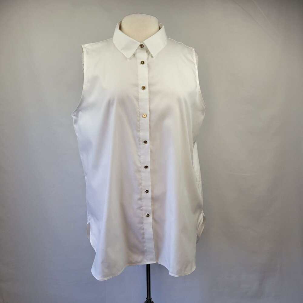 Calvin Klein Sleeveless White Button-Up Shirt XL